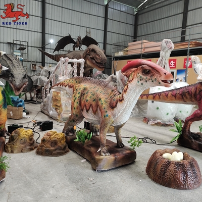 Animatronic Parasaurolophus Dinosaur ที่สมจริง Jurassic Amusement Park Dinosaur