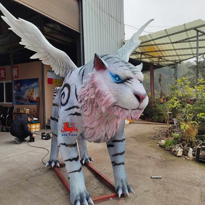 ต้านทานแสงแดด สัตว์ Animatronic ที่สมจริง สัตว์ในตำนานจีน เสือขาว